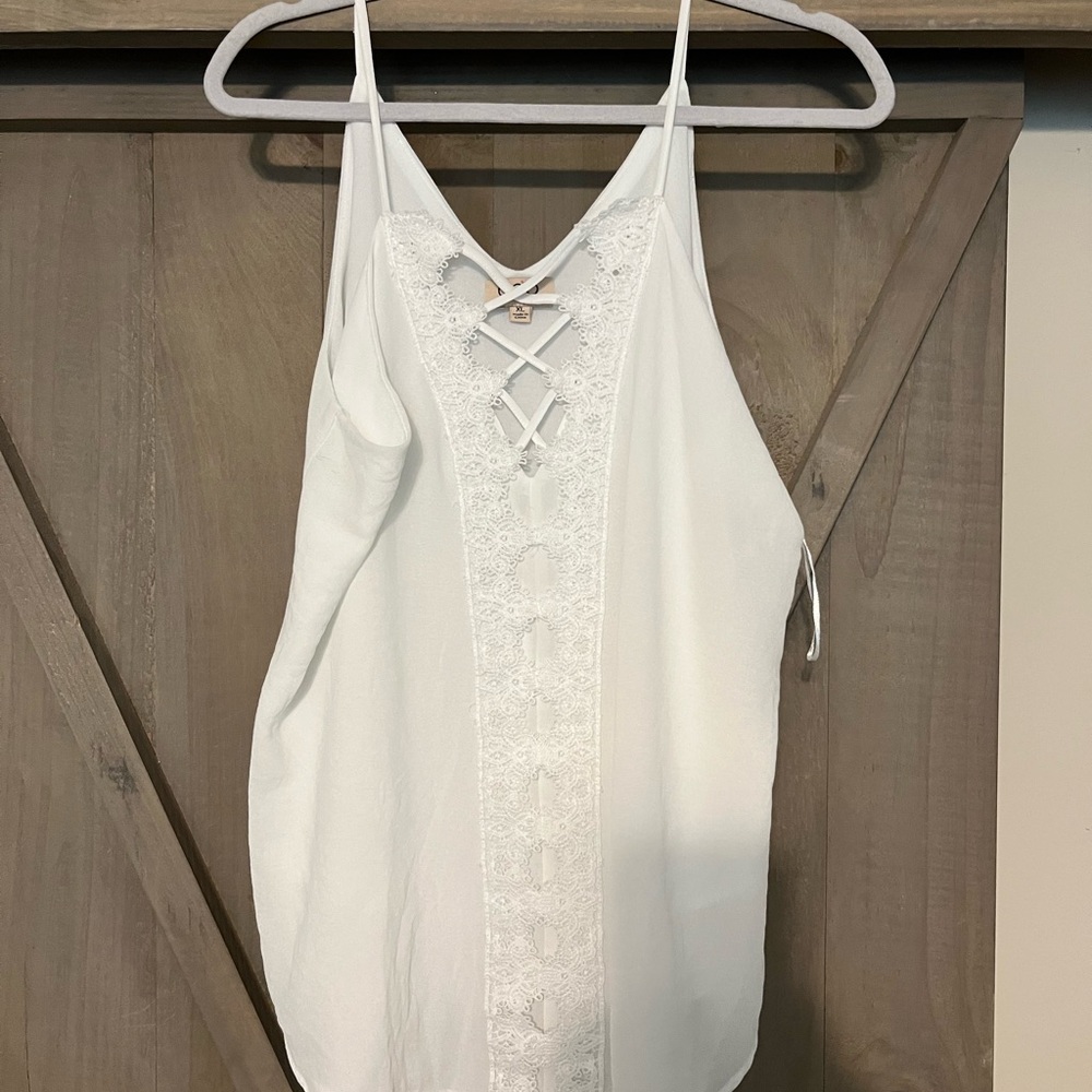 White Lace-Up Tank Top